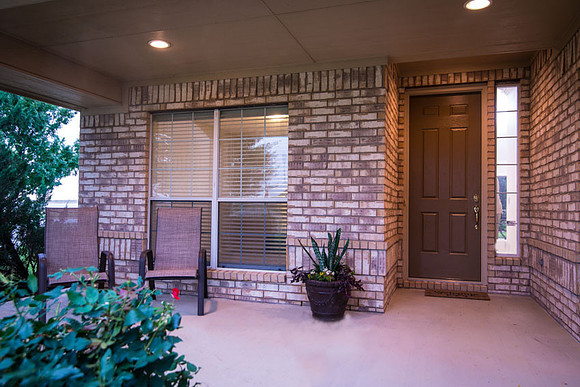 Front entrance of home in Robson Ranch Denton Texas