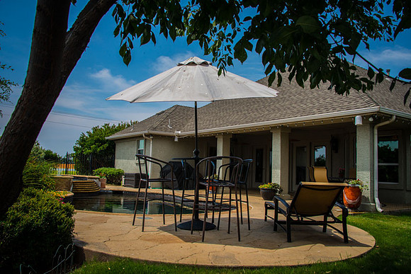 Patio of home in Robson Ranch Denton Texas